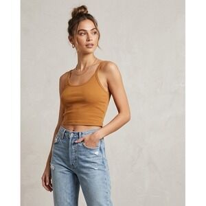 ARQ  Crop Tank Top Rust Brown Size Medium Minimalist Y2K Organic Cotton